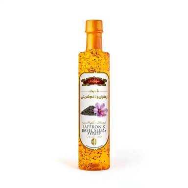 Sirope de azafrán y bidmeshk con semillas de albahaca Mojtahedi, 650 g