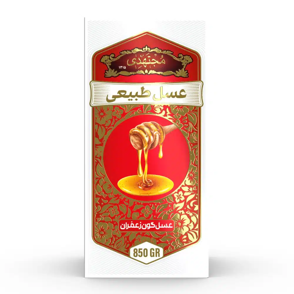 عسل گون زعفران اصل 850 گرمی مجتهدی روبرو